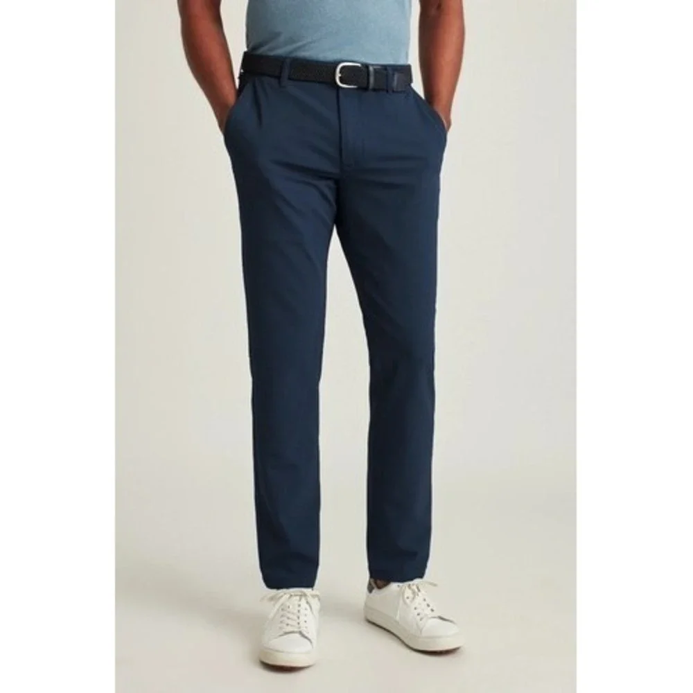 Bonobos Highland Pants Men's 35 x 32 Navy Slim Fit Golf Performance Flat Front